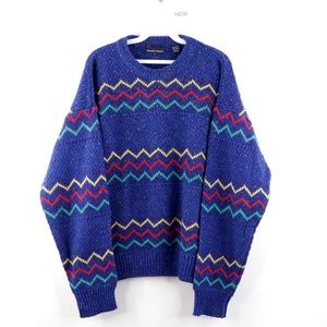Vintage 90s Streetwear Abstract Print Sweater Blue